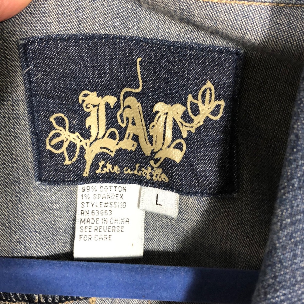 Live A Little Jean Jacket Button Front Size L - image 4